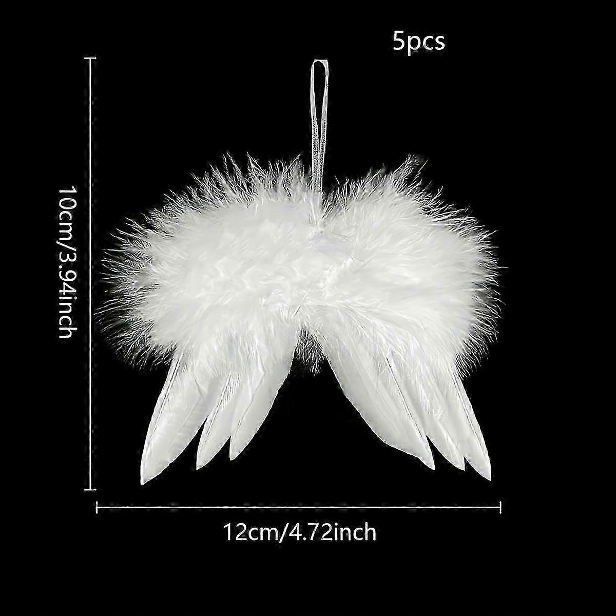 12 stycken ängelvingar julprydnader - vita fjäderträdsprydnader, perfekt för gör-det-själv-hantverk och juldekorationer