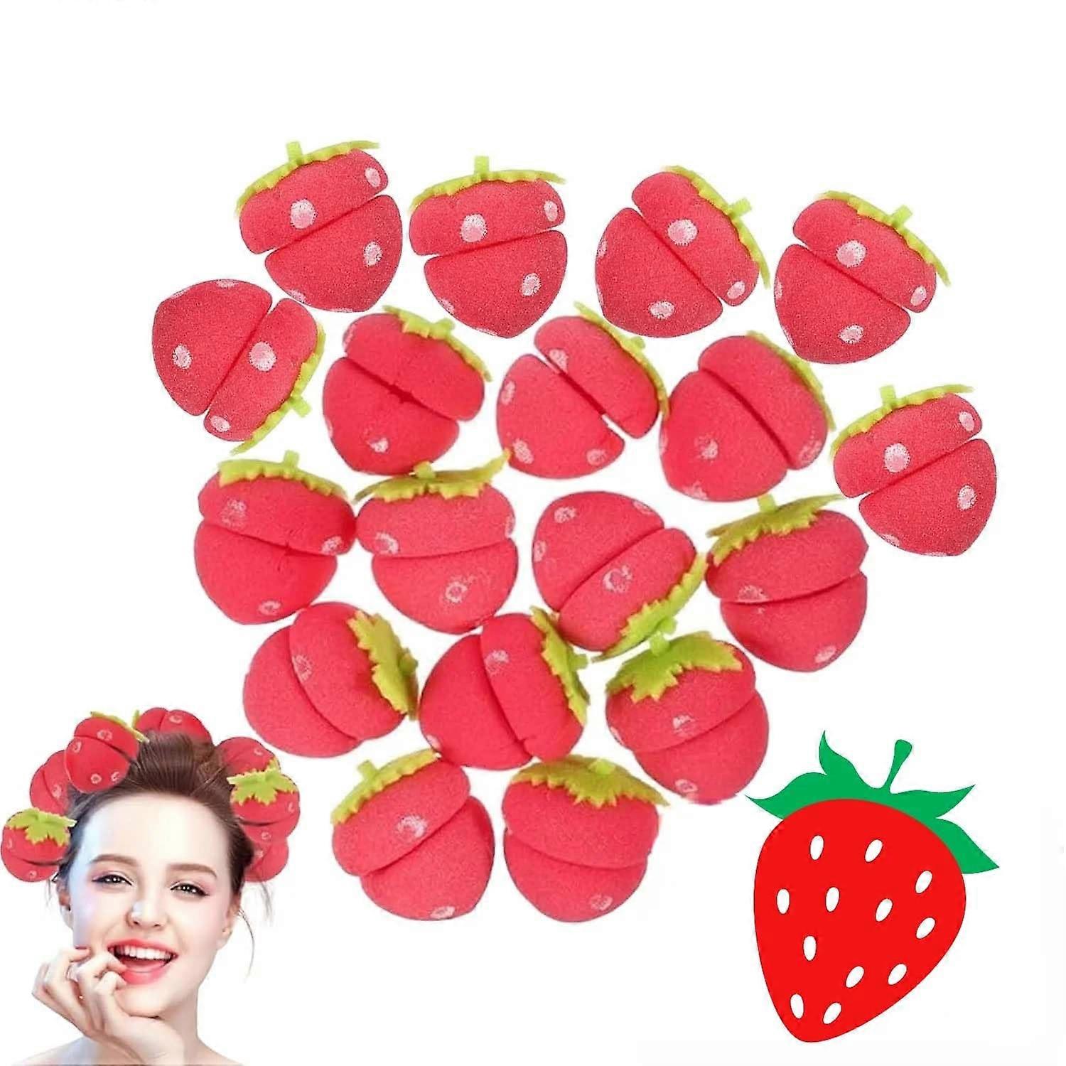 Heatless Hair Curlers with Adorable Strawberry Design, 24pcs No Heat Rollers for Overnight Curls