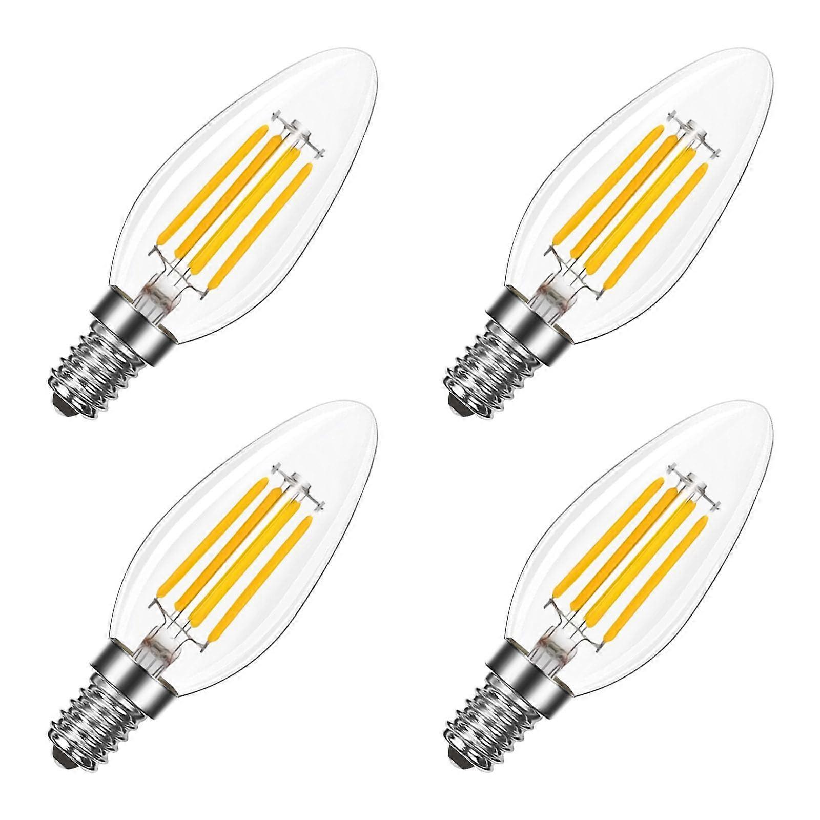 8W LED Candelabra Bulb E12 Base 75W Equivalent Dimmable 3000K Soft White Edison Style 4 Pack