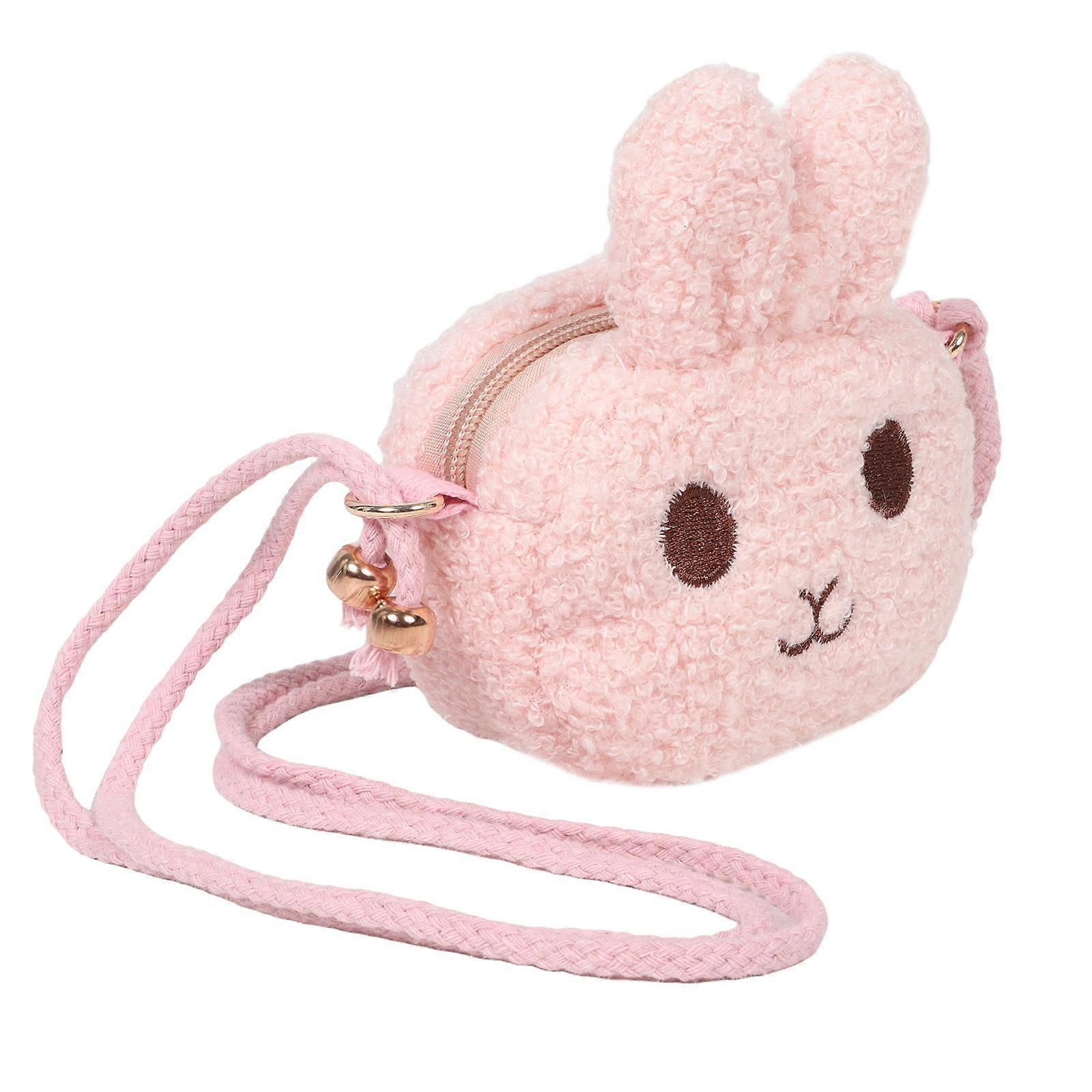 Soft Plush Rabbit Fluffy Bag for Storage Use Pink Crossbody