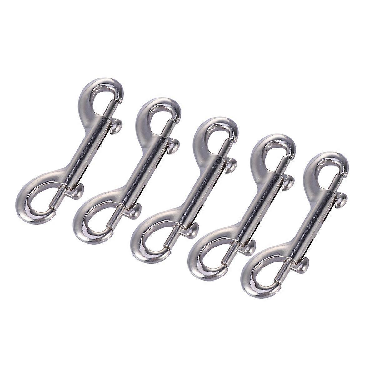 Zinc Alloy Double End Bolt Snap Spring Hook for Key Rings 5Pcs Silver