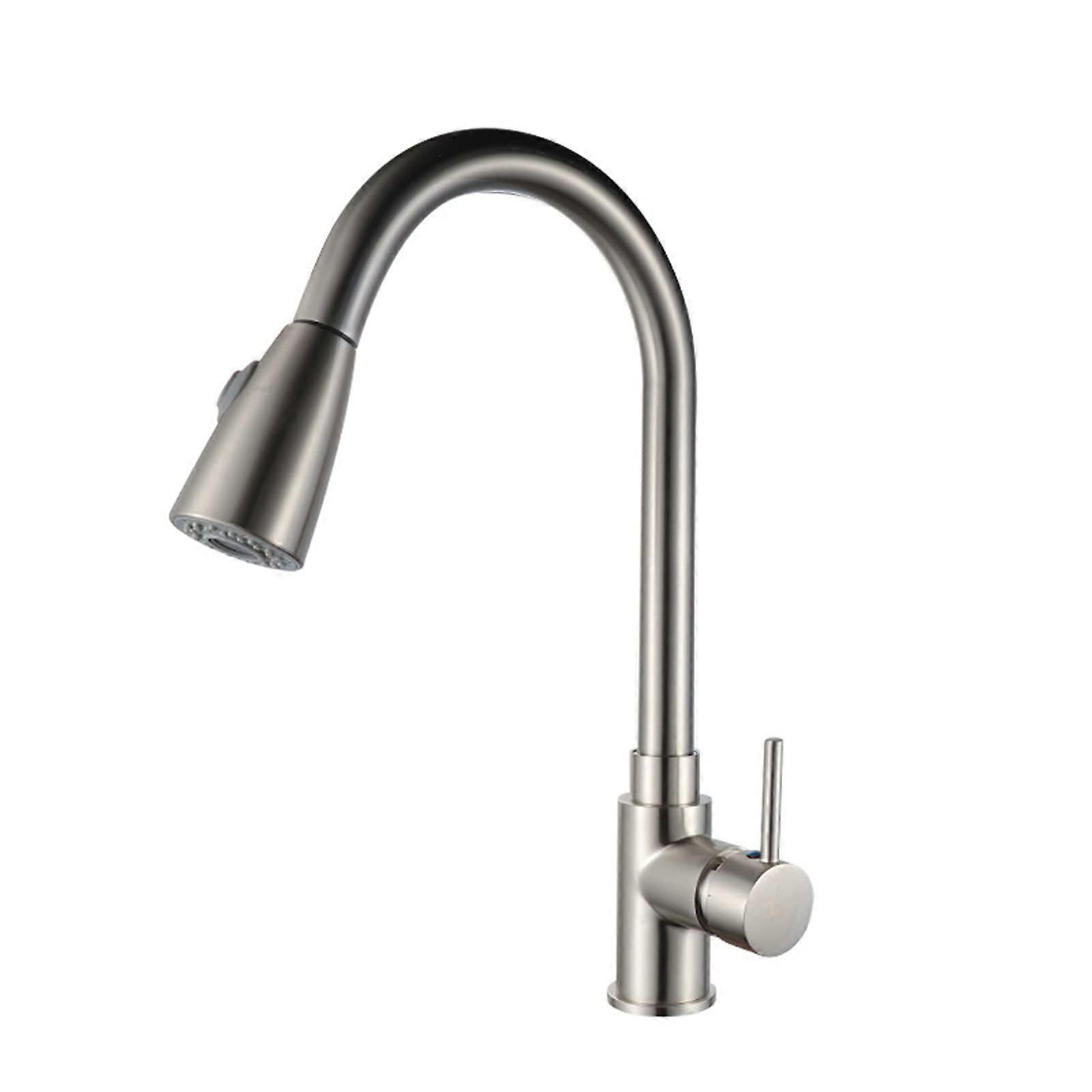 Chrome Pull Down Kitchen Faucet with Sprayer,  Arc 360 Swivel Solid Brass Single Handle