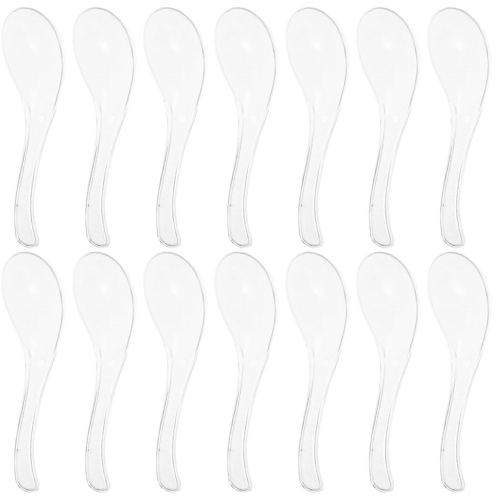 100pcs Heavy Duty Clear Plastic Spoons with CrystalLike Finish, Reusable for Dessert, Soup, Party Use