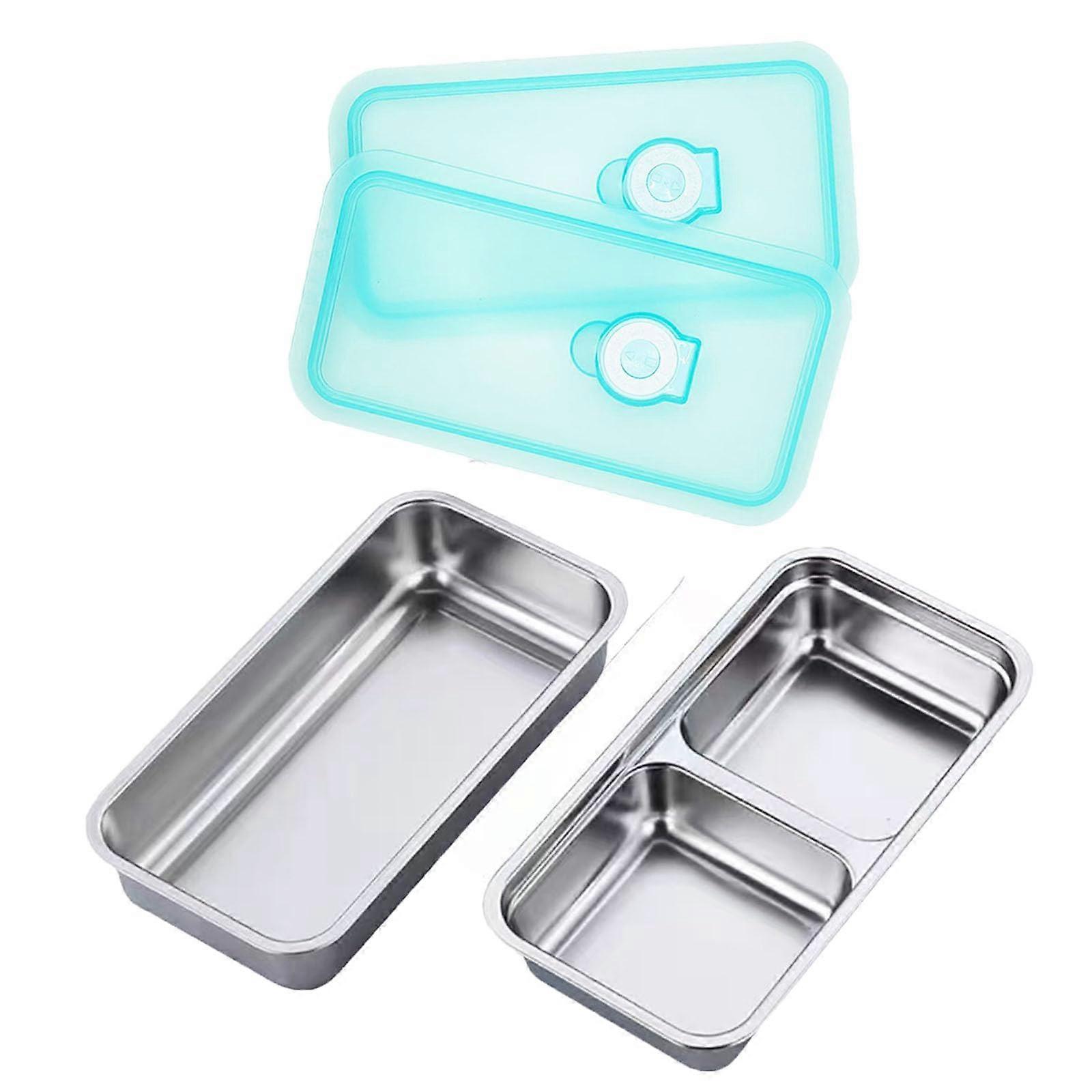 Stainless Steel Snack Containers Double Compartment Leakproof Lids Reusable Lunch Storage