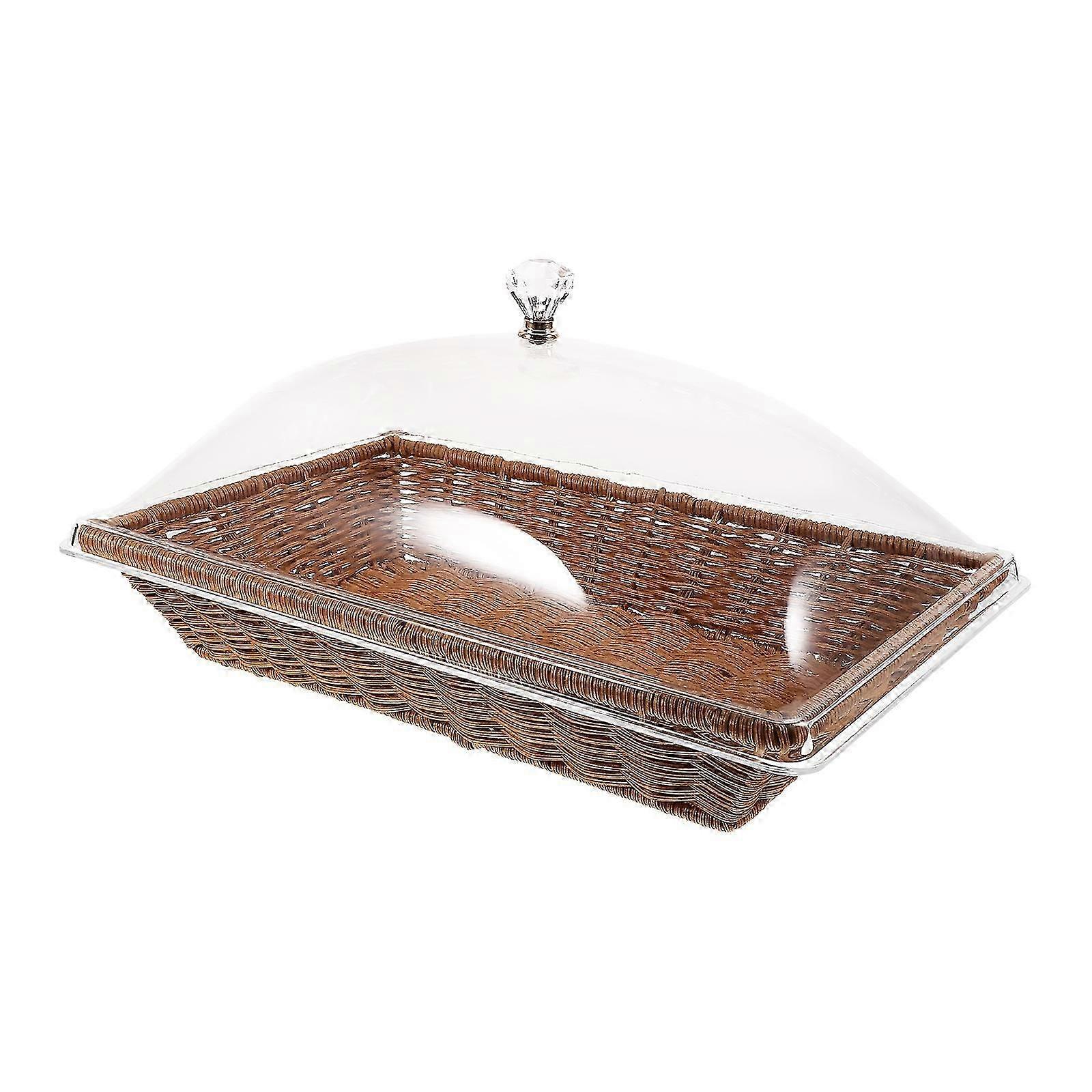 Bread Basket With Clear Lid For Food Serving And Decoration Perfect For Homes And Picnics 1 Set