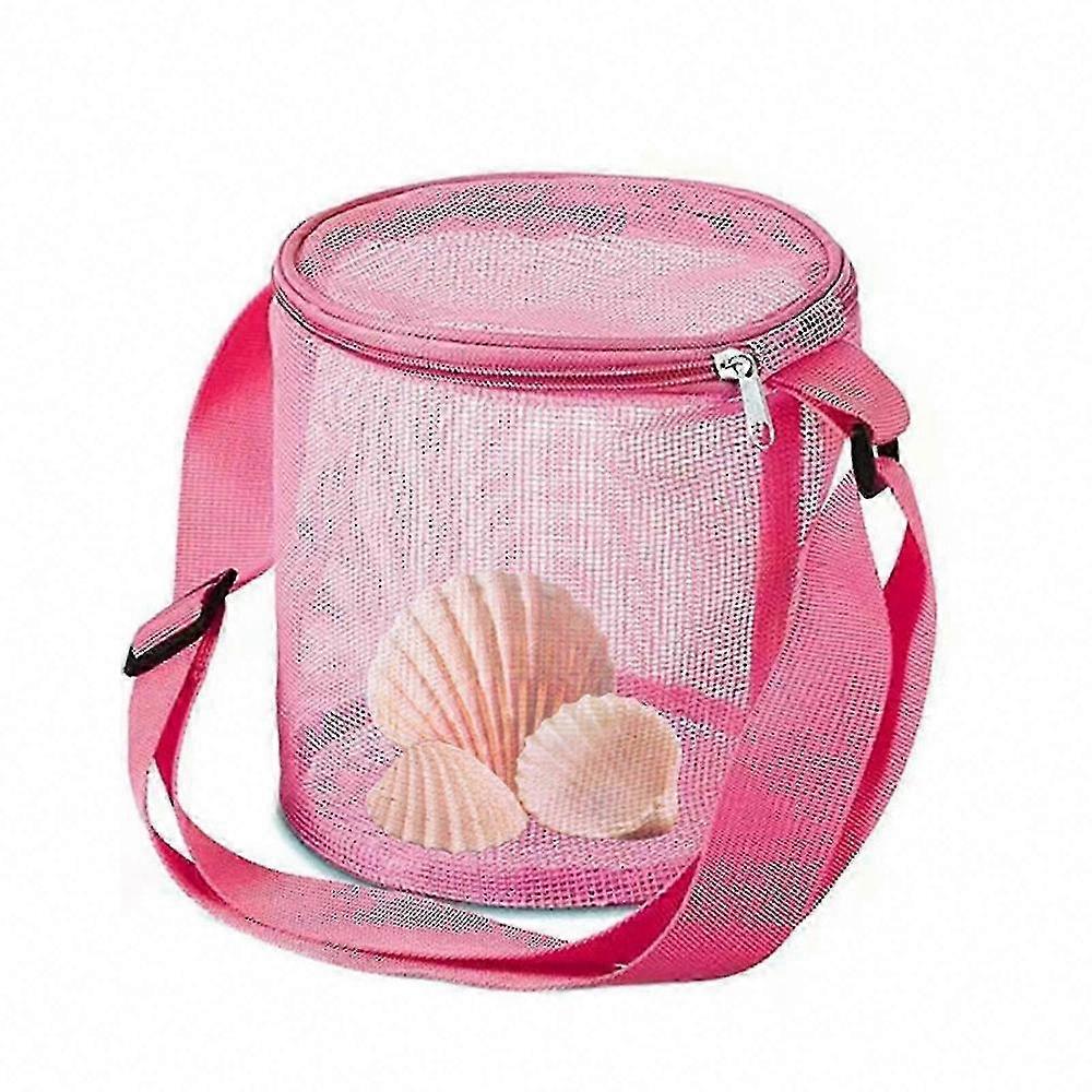 Foldable Mesh Beach Bag for Kids with Adjustable Strap and Sandproof Shell Collecting Bag