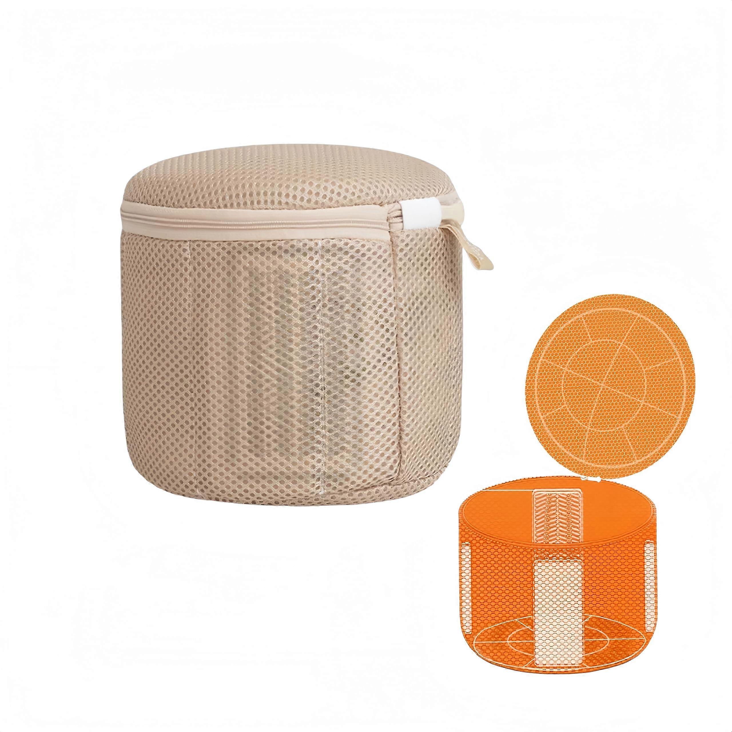 Bra Washing Bag with ShapeProtect Hand Wash Board and Rustproof Zipper, Mesh Lingerie Laundry Bag for Delicates (Khaki)