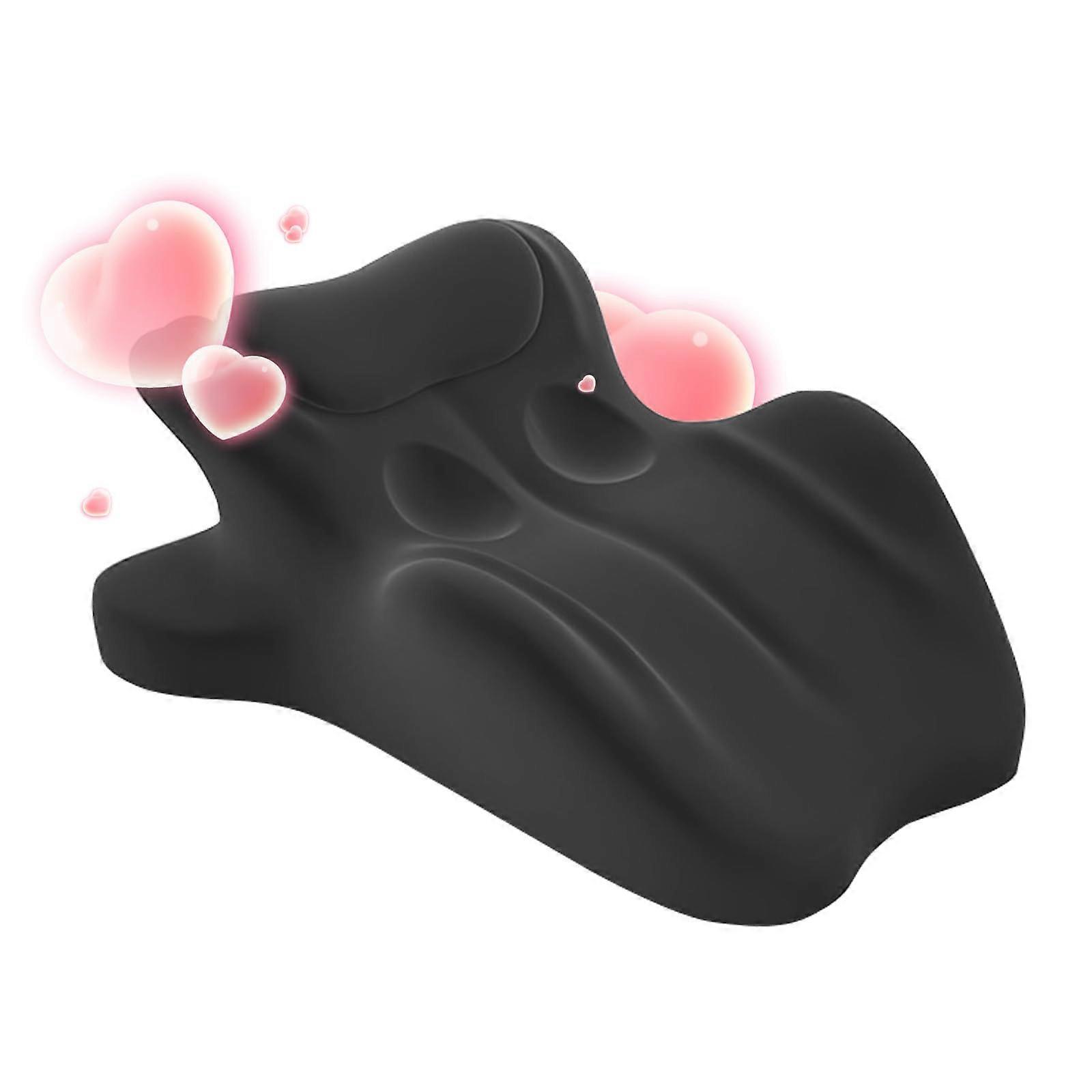 Couples Pillow with Ergonomic 27° Angle Memory Foam Wedge, NonSlip Base, Breathable Washable Cover (Black)