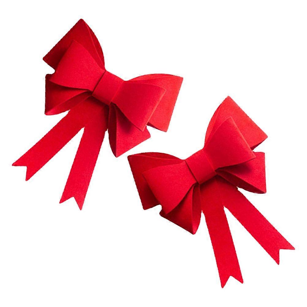 Large Red Christmas Bow for Decor 2Pcs Felt Material Bow Tie
