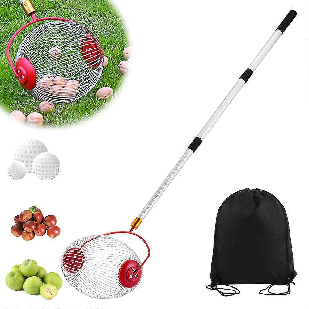 Nut Picker with Adjustable Telescopic Handle for Easy Walnut and Apple Harvesting Without Bending