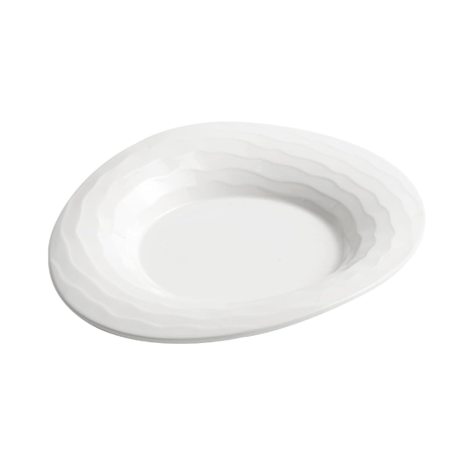 White Ceramic Dinner Plate Microwave Dishwasher Safe Elegant Design for Appetizers and Desserts