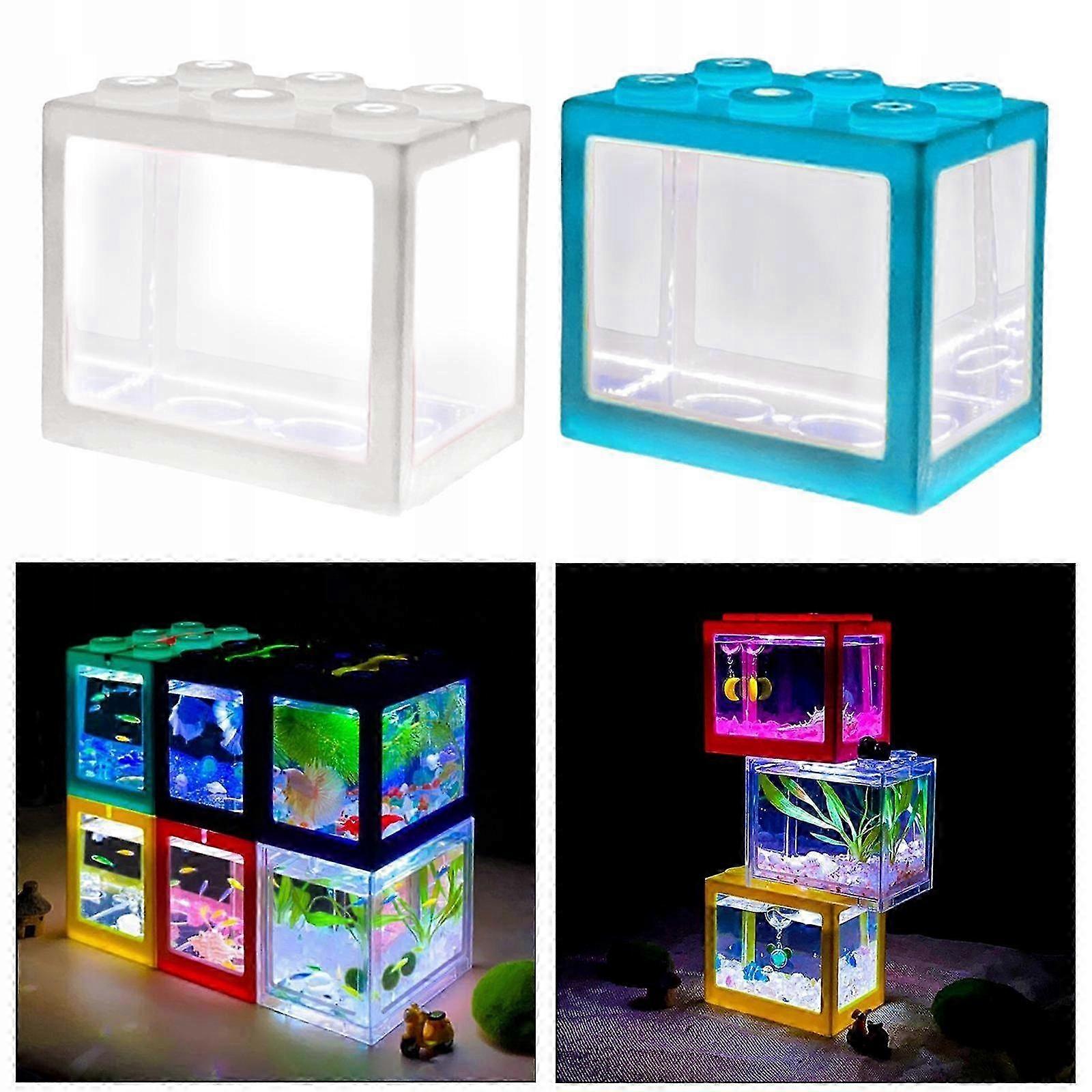 2026 2 Pack Mini Aquarium, Small Betta Fish Box Aquarium With Light