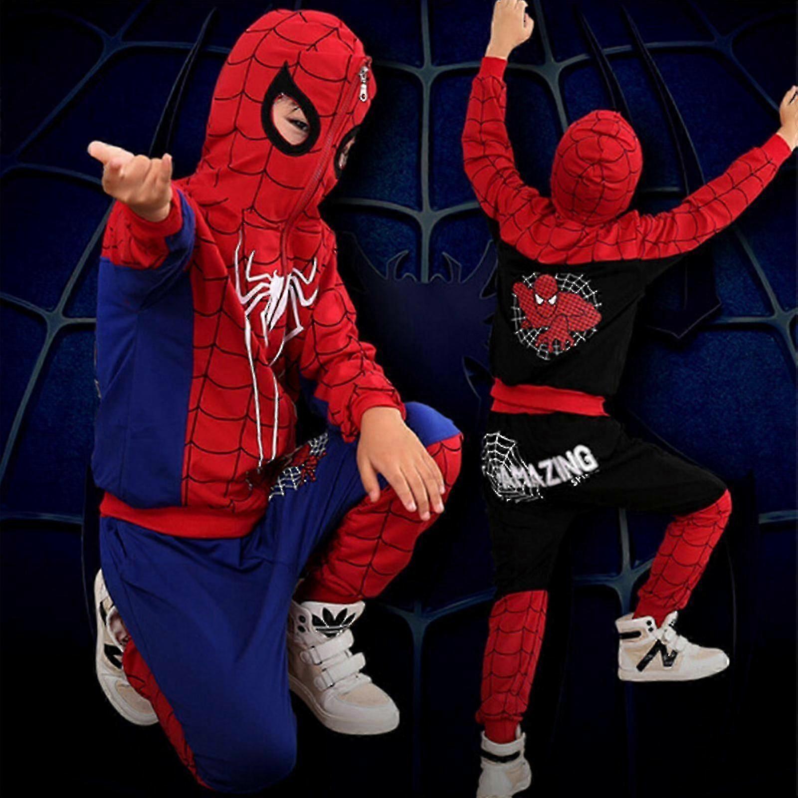 2025 Kids Boys Spiderman Zip Up Hoodie Sweatshirt Top Pants Set Outfit Casual Costume-C