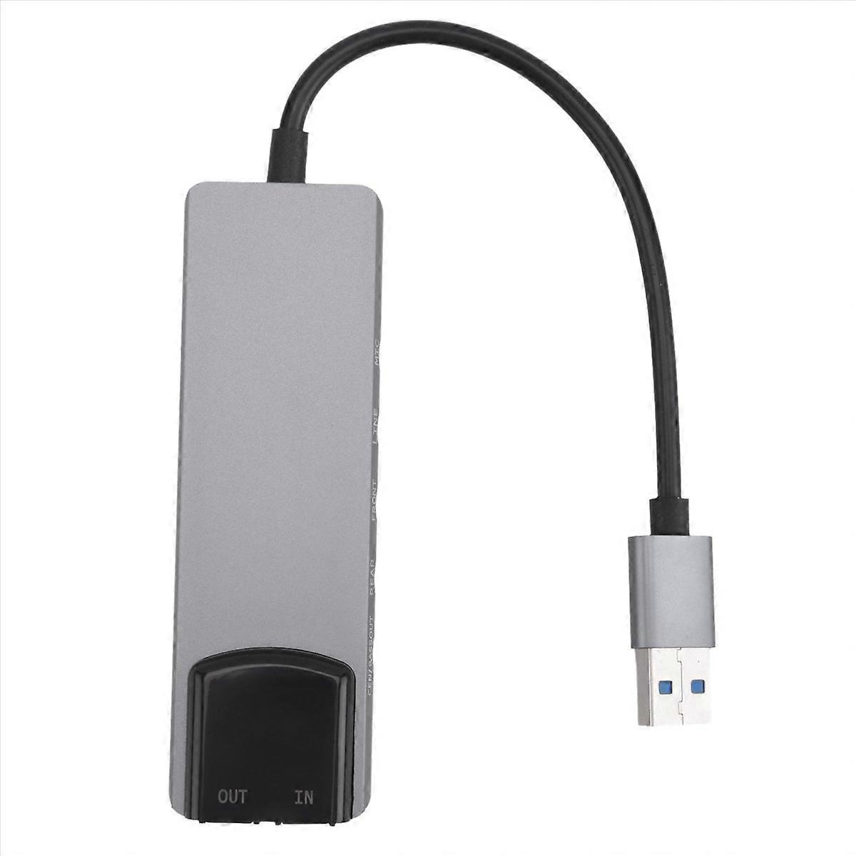 6-In-1 Computer Sound Card 5.1 USB External Sound Card Multi-Function Audio Converter for Notebook A