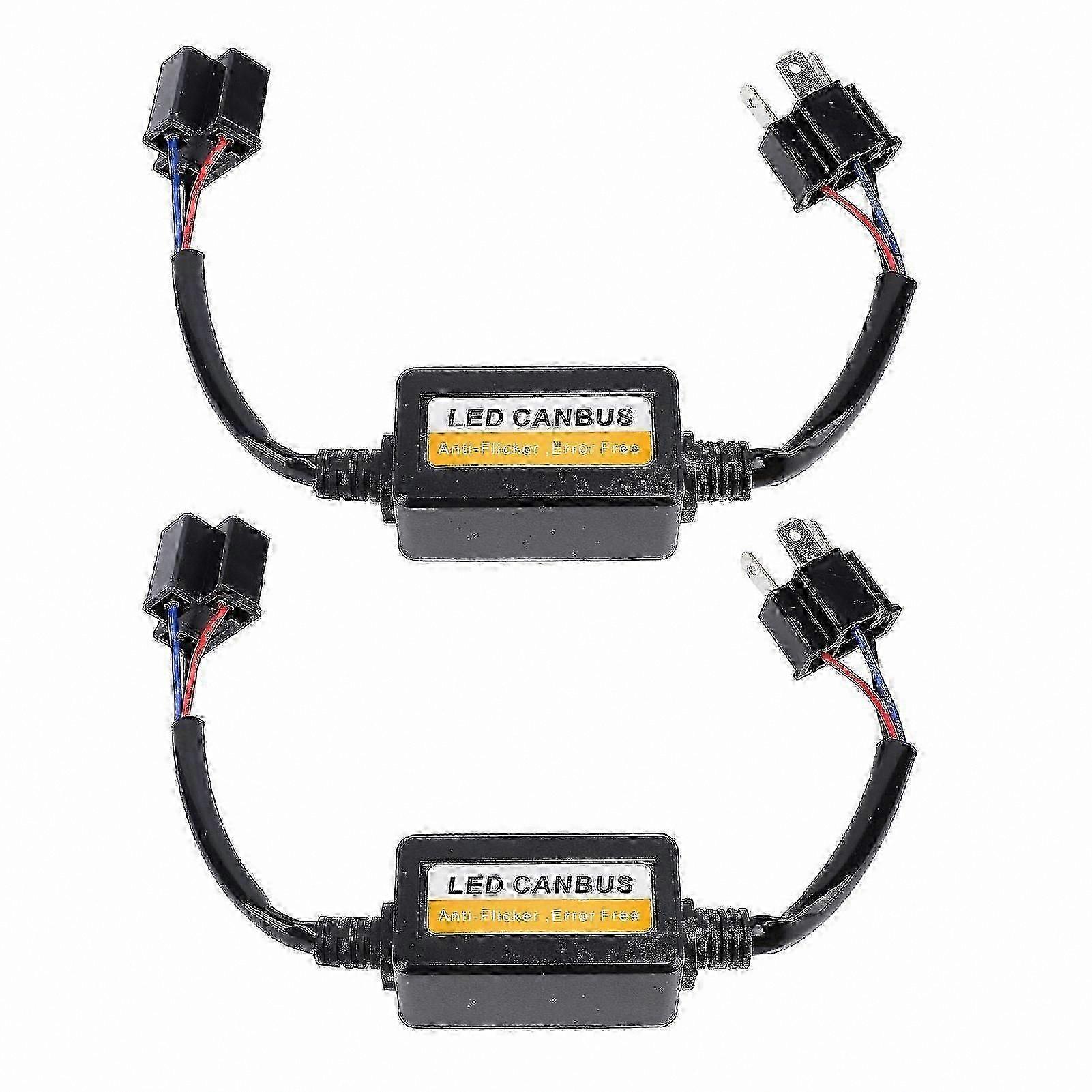 2pcs H4 LED CANbus Decoder, 9-16V Plug & Play Anti-Flicker Resistor for Headlights