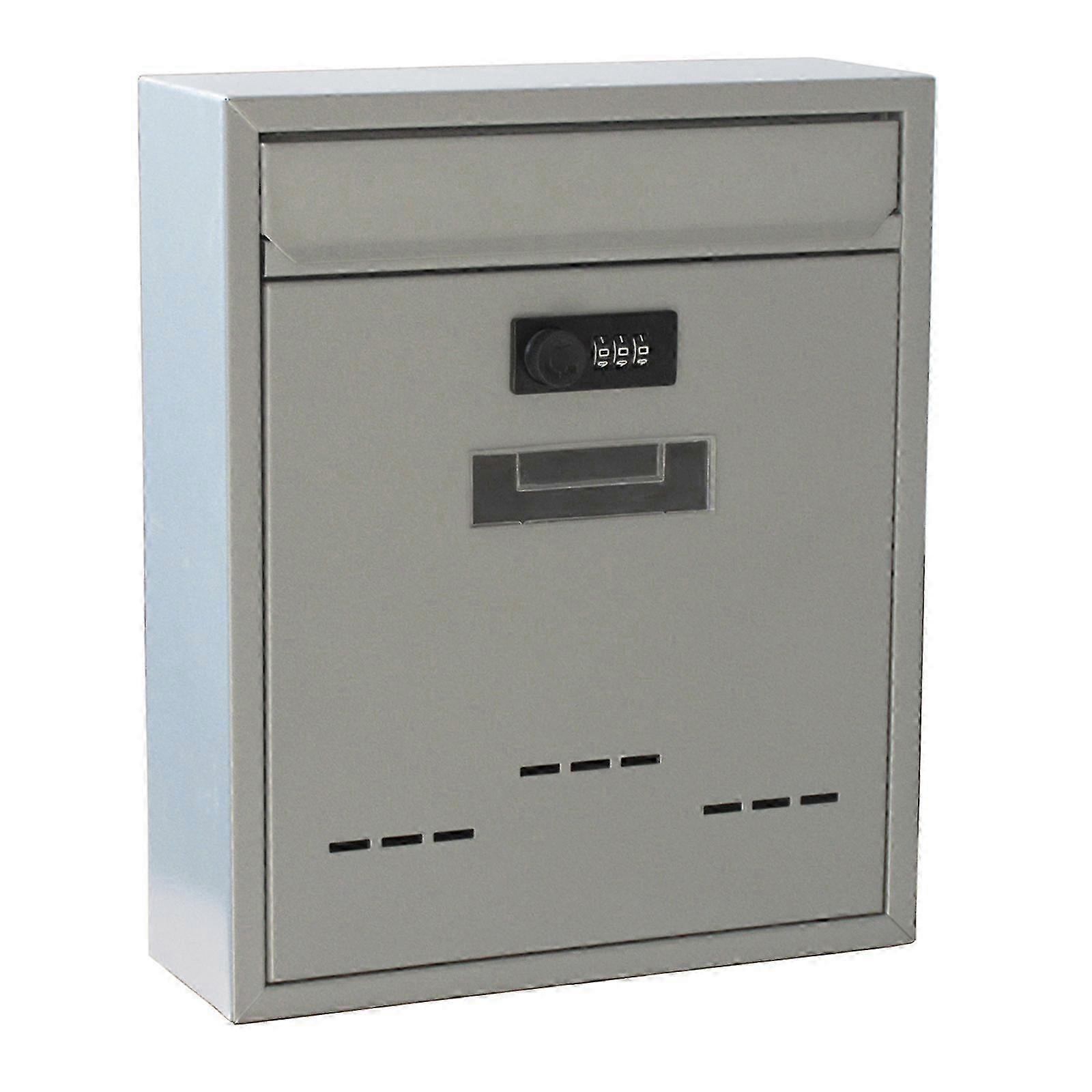 Large Wall Mount Mailbox W/Code Lock Postbox Rainproof Iron Large Capacity