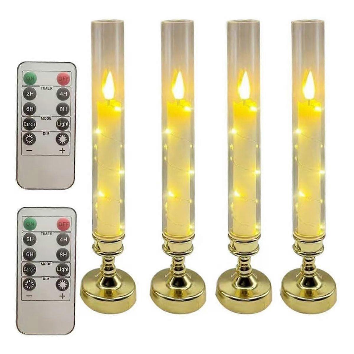 Flameless LED Taper Candles with Remote Timer, Embedded Star String Lights for Home Decor