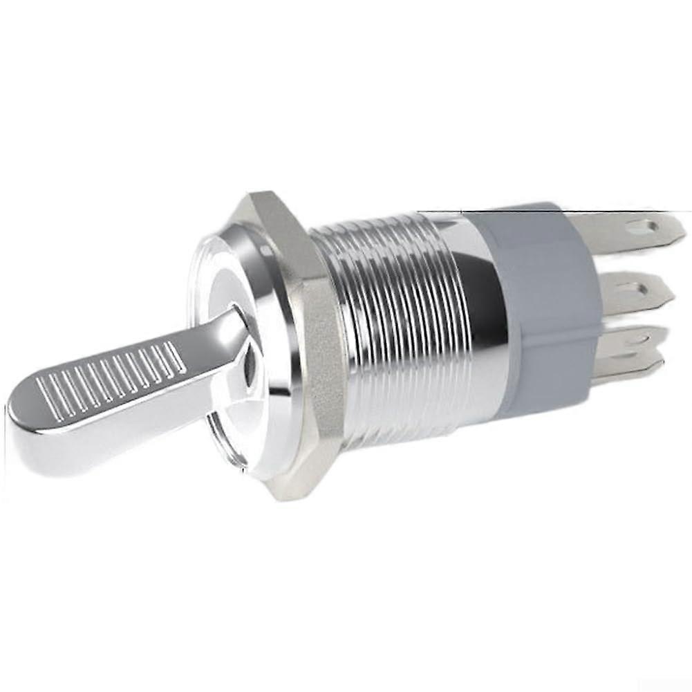 Metal Toggle Switch 16mm Mounting Hole 2 Position Illuminated Rocker Lever 10A Self Locking