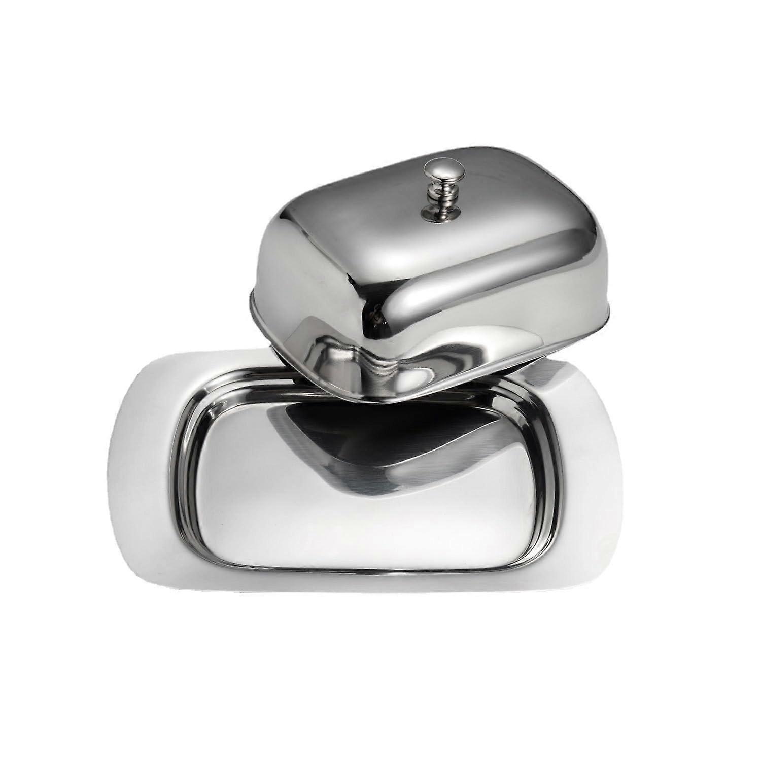 Stainless Steel Butter Dish with Lid 304 Rectangular Holder for Kitchen Restaurant Cheese Snacks