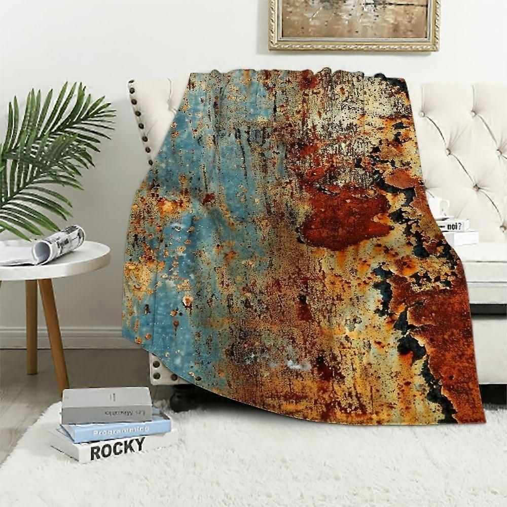 Rust Pattern Flannel Throw Blanket Soft Plush Comfort Warm Lightweight Sofa Blanket 40x50in