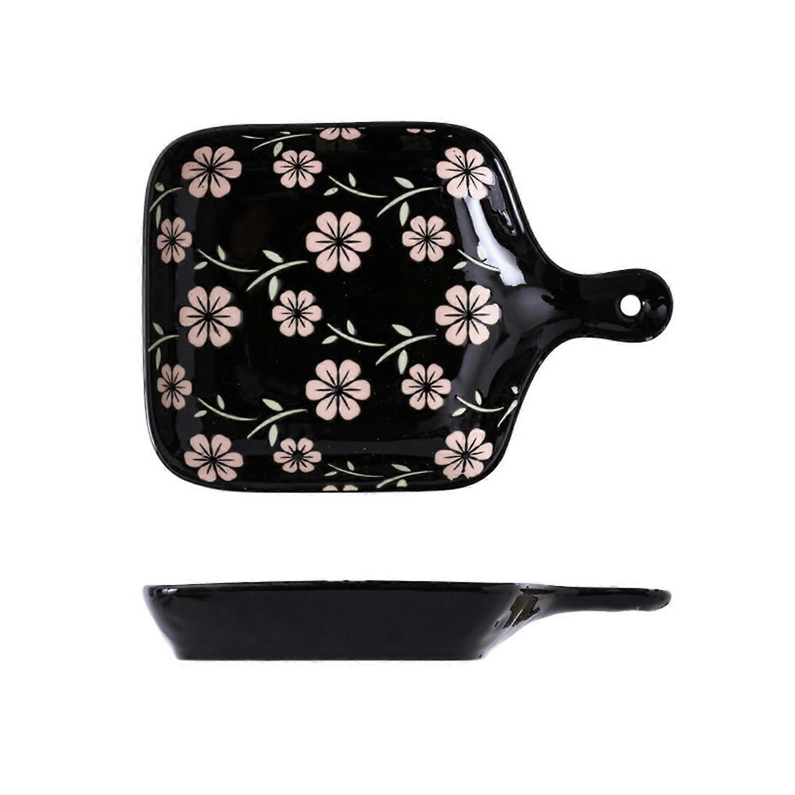 Ceramic Baking Pan Japanese HandPainted Single Handle Pizza Dish Oven Safe Scratch Resistant