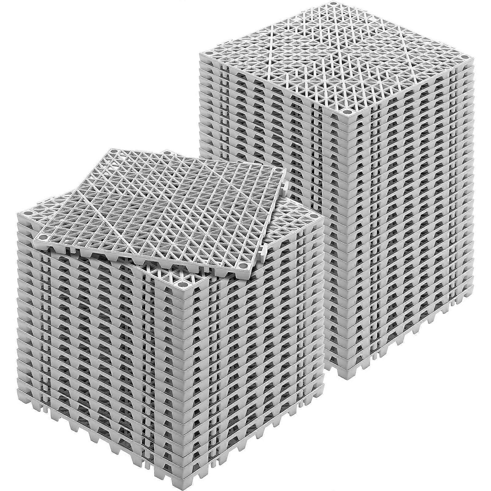 50PCS Gray Interlocking PVC Drainage Floor Tiles 12x12 NonSlip Quick Water Removal for Wet Areas