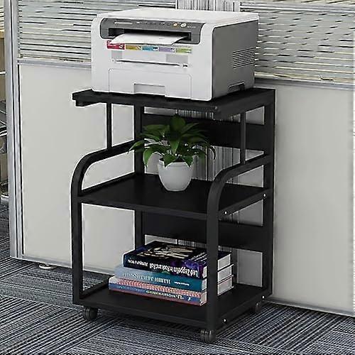 3Tier Rolling Printer Stand with Lockable Wheels Durable Steel Frame and Storage for Home Office