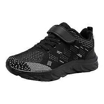 Jungen-Sneaker, geschlossene Zehenpartie, ohne Klettverschluss, Mesh-Obermaterial, ideal zum Laufen, Spazieren und Tennis. Geeignet für Jungen, Freizeit, Geburtstag, Hochzeit und Wochenende. Schwarz, Größe 36