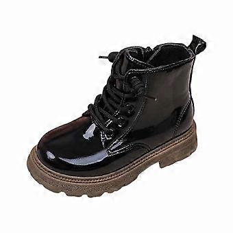 Girls Soft Sole Ankle Boots, Matte Finish, Comfortable Everyday Wear for Toddlers & Kids 7-8Y, Z02 Black