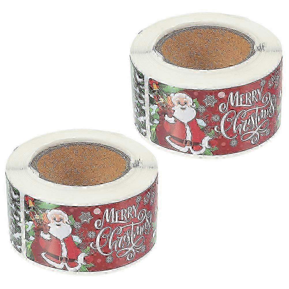Bag Sealing Stickers Gift Box Packing Delicate Design Red Rectangular 2 Rolls