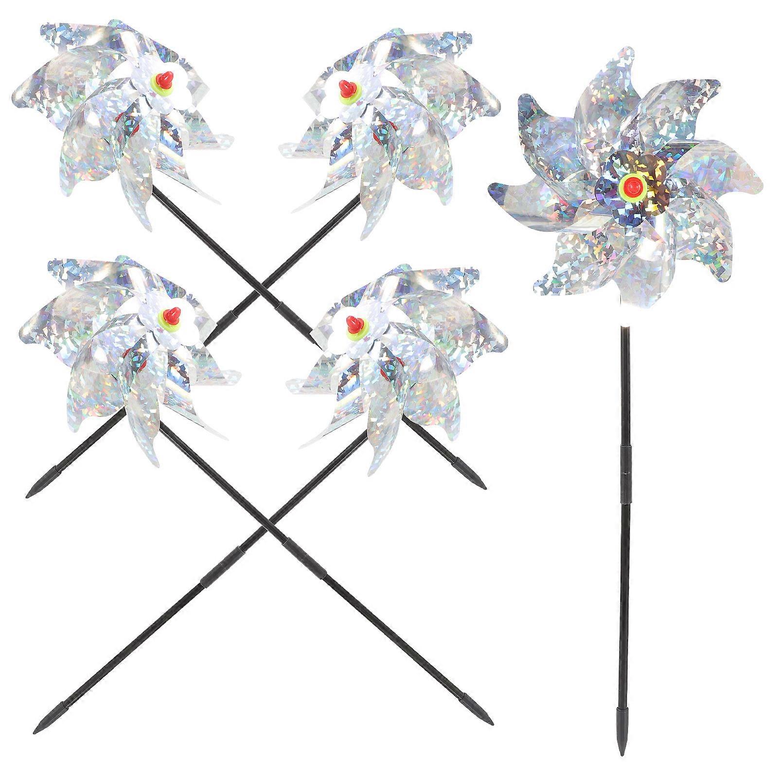Reflective Bird Windmill for Garden Durable 5Pcs Plastic Bird