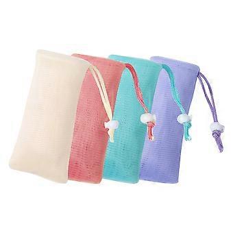 Soap Pouch Exfoliating Mesh Bag for Shower Use 4Pcs with Drawstring Closure
