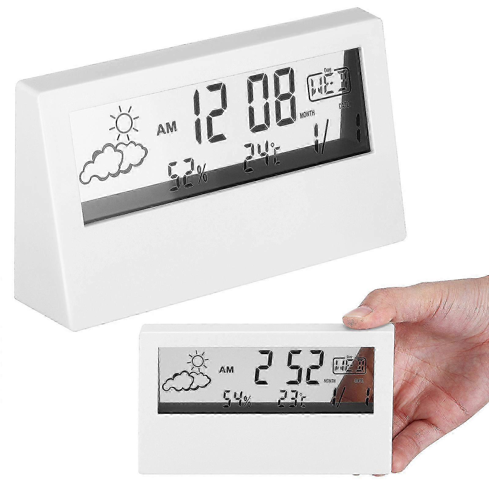 Digital Alarm Clock Desk Clock compatible with Bedrooms White 5Pcs Set