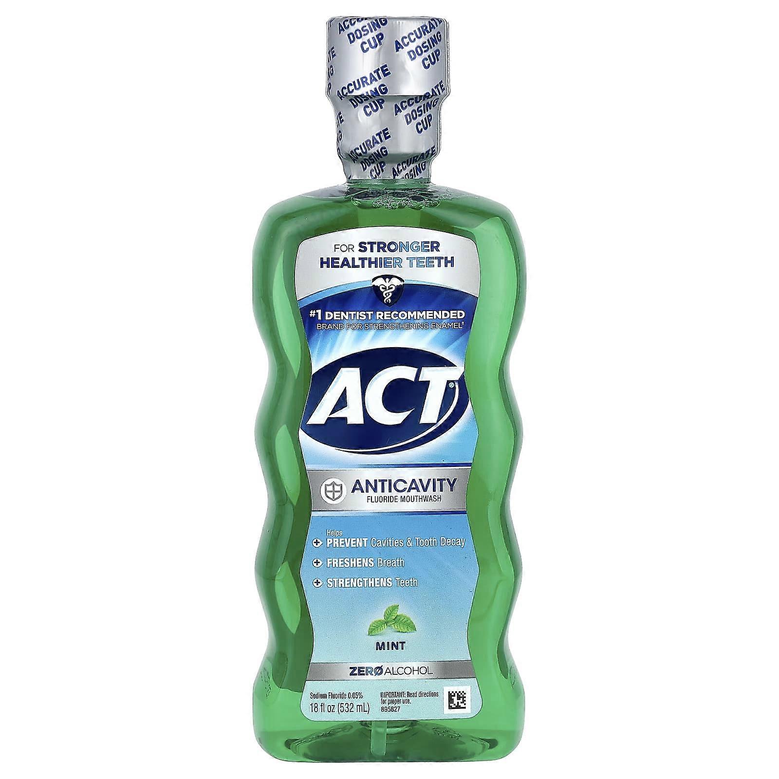 ACT, Anticavity Fluoride Mouthwash, Alcohol Free, Mint, 18 fl oz (532 ml), 4-Pack