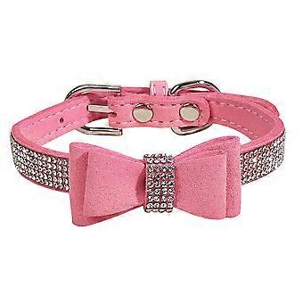 1 Set Rhinestone Dog Collar Adjustable Bowknot Dog Collar Dog Training Collar