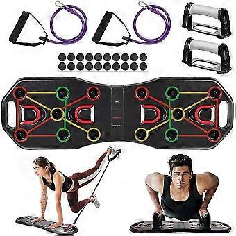 Push Up Board, 9 In 1 Foldable Muscle Board With Resistance Bands, Multifunction Home Workout Press Up Board, Gym Exercise Equipment Push-Up Board For