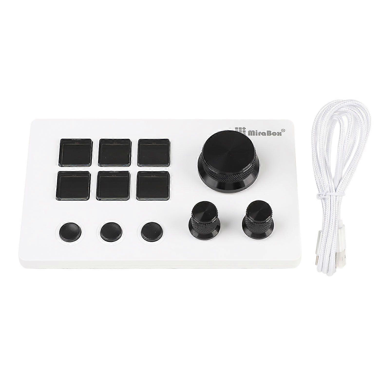 Visual Keyboard with Knobs 6 Keys LCD Custom Button Visual Keyboard for OBS for Twitch for OS X PC White
