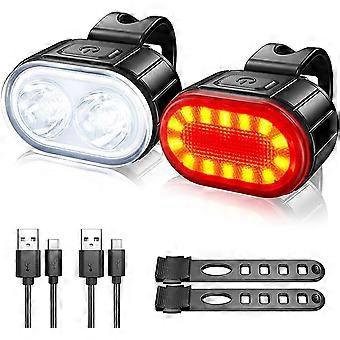 Bike Light Set, IPX4 Waterproof LED Bike Light Set Bike Light, USB Rechargeable Bike Light Front Rear Light Set Road