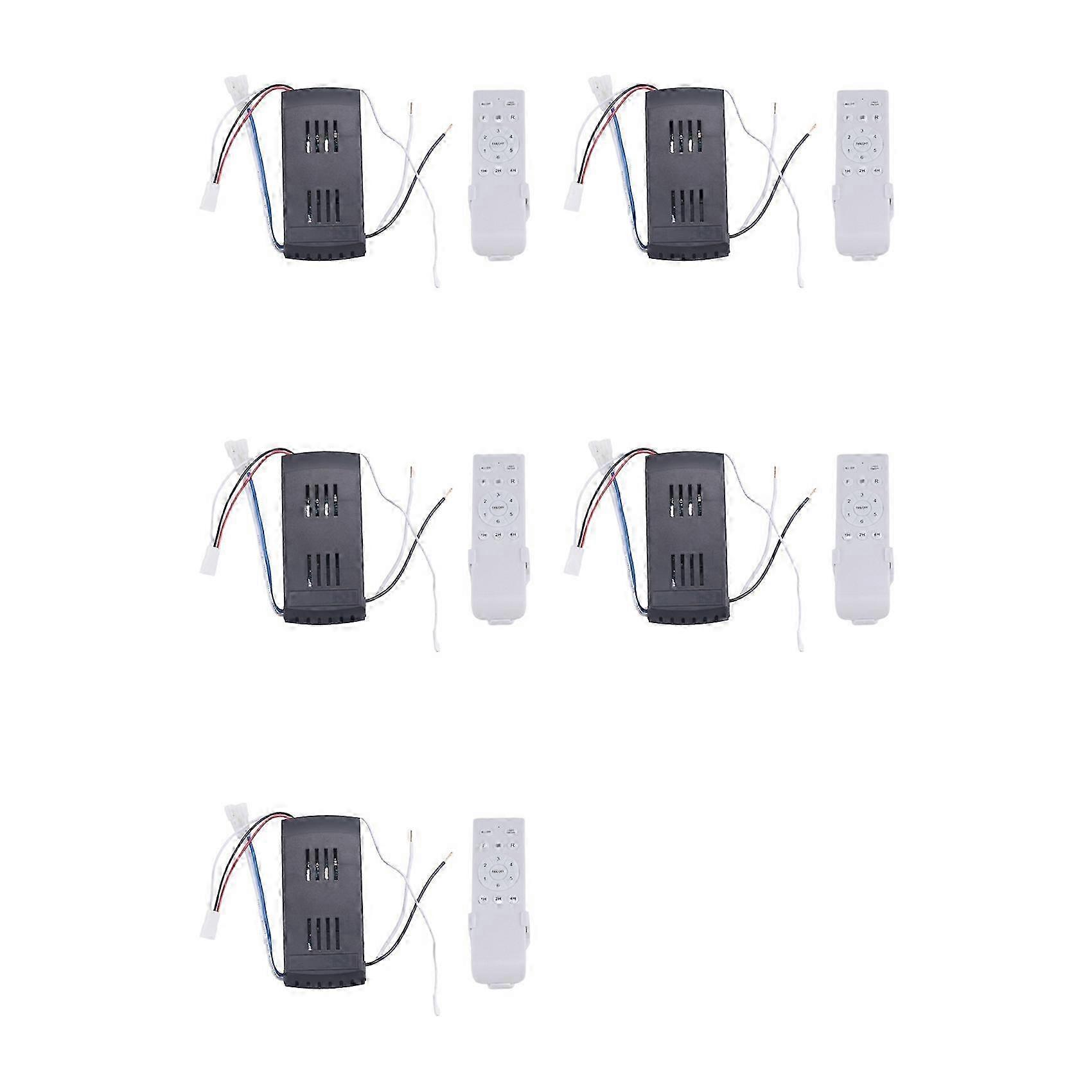 5X Universal Ceiling Fan Remote Control Kit 40W 6-Speed Timing Function Replacement Remote compatible with DC Ceiling Fans & Lights