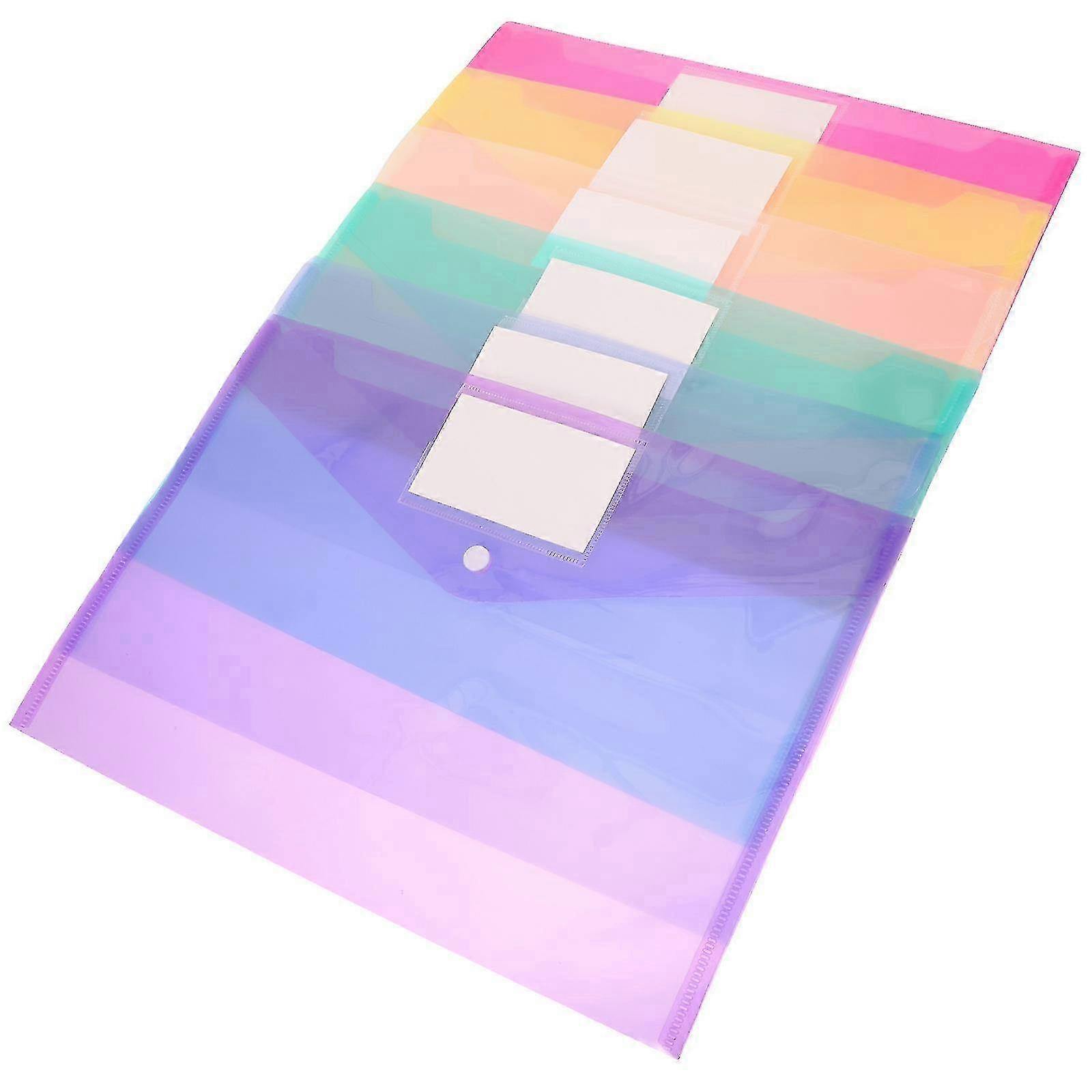 Plastic Document Envelope Transparent File Organizers Professionals Button Snap Closure 6Pcs