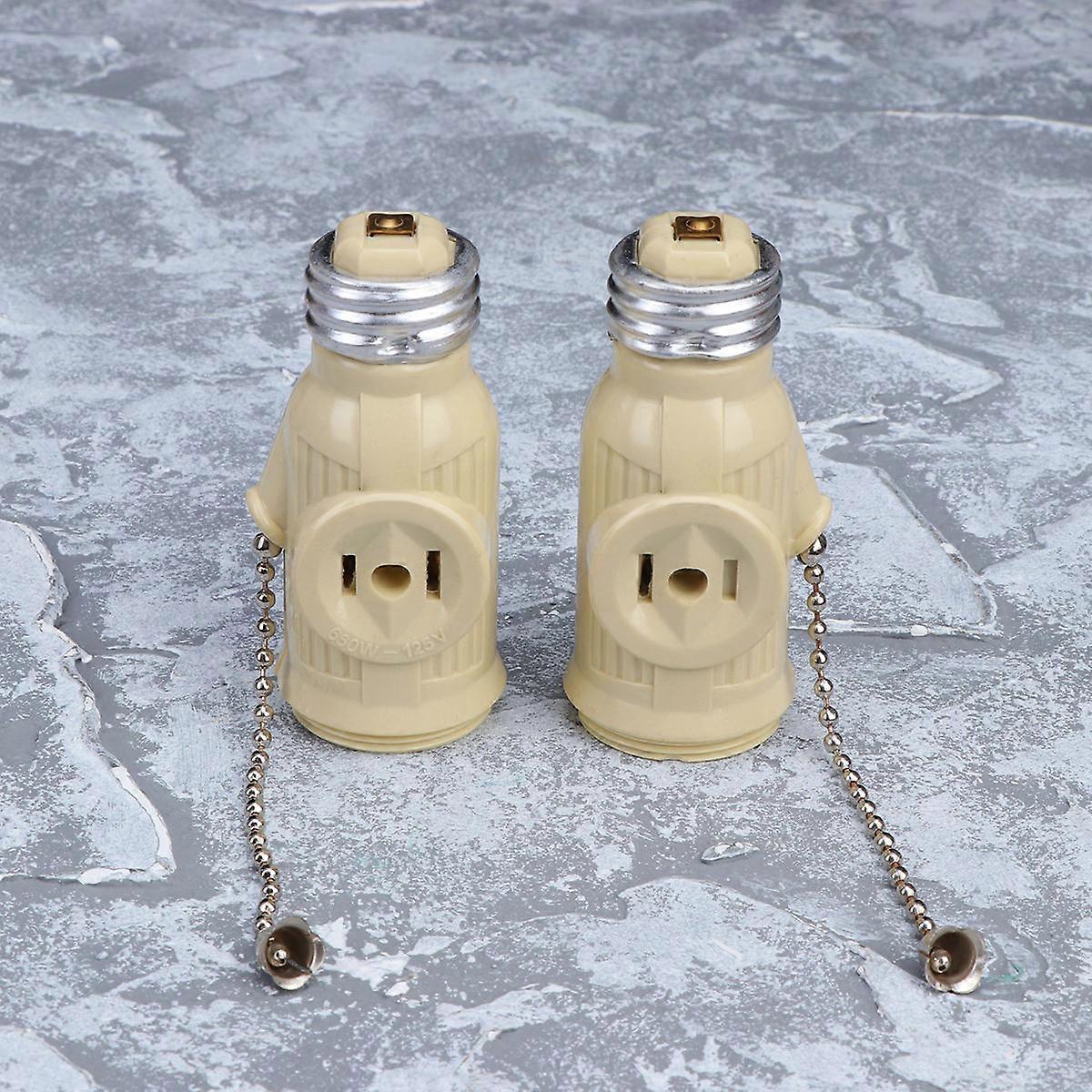 3PCS E26 Lamp Bases Adapter Bakelite Bulb Light Holder Two Outlet Screw Socket with Pull Chain
