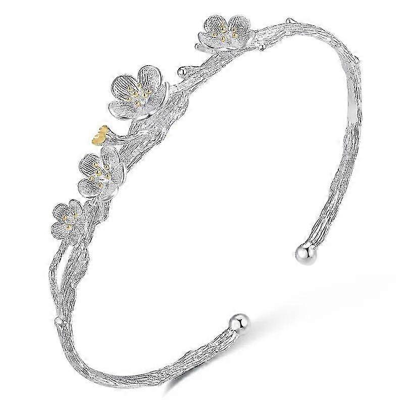 Adjustable Silver Bangle Bracelet, Women
