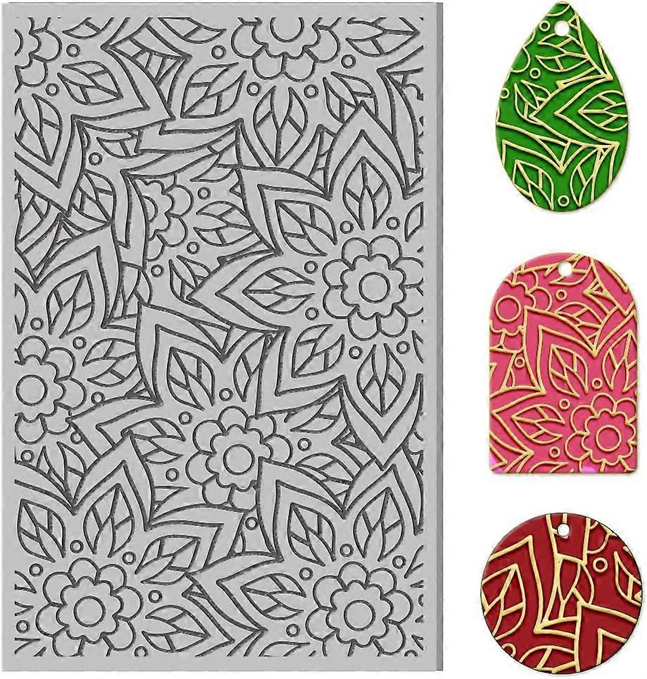 Polymer Clay Texture Sheets Mandala Clay Texture Mat Sheets Polymer Clay Rubber Texture Stamp Mat Flower Pattern