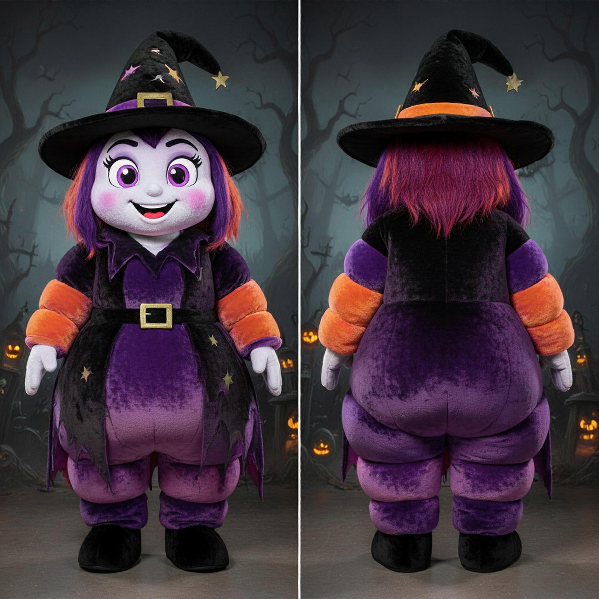 MASTICOT Midnight Black Velvety Witchs Hat Mascot