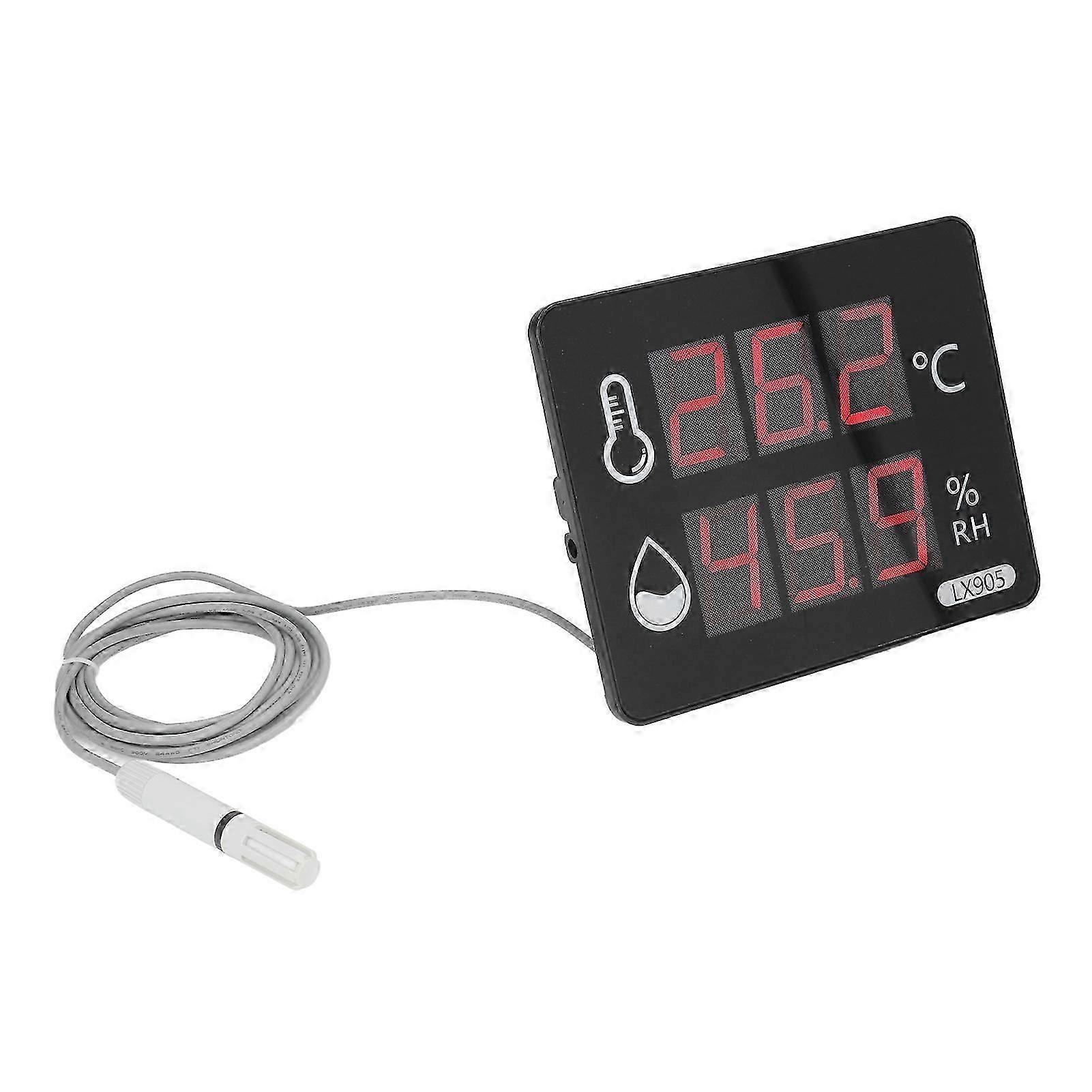 LED Digital Temperature Humidity Indicator Meter LX905 US Plug 100-240V