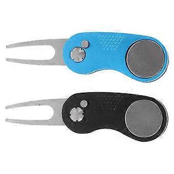 Golf Divot Tool Foldable Repair Tool Including 4Pcs Magnetic Markers