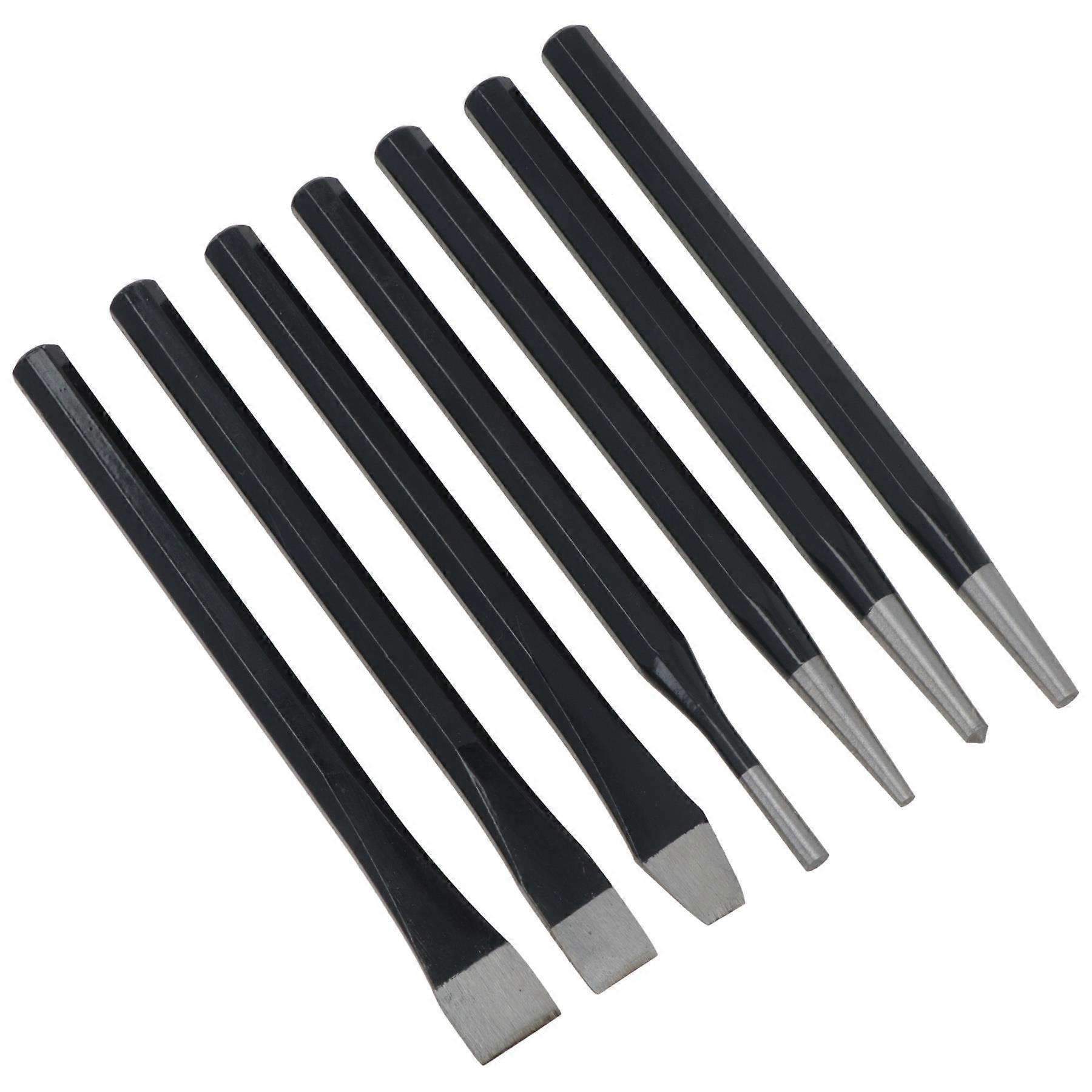 7pc Punch And Chisel Set With Taper Pin Cold Chisels + Centre Punch