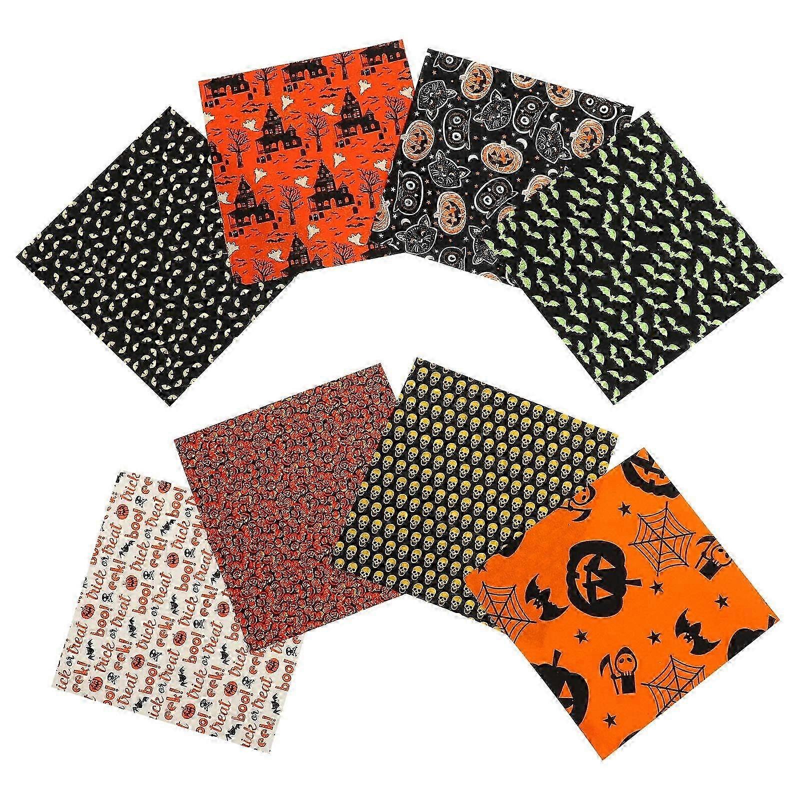 Halloween Pattern 8 Sheets Cotton Fabric for DIY Patchwork Hobby Use