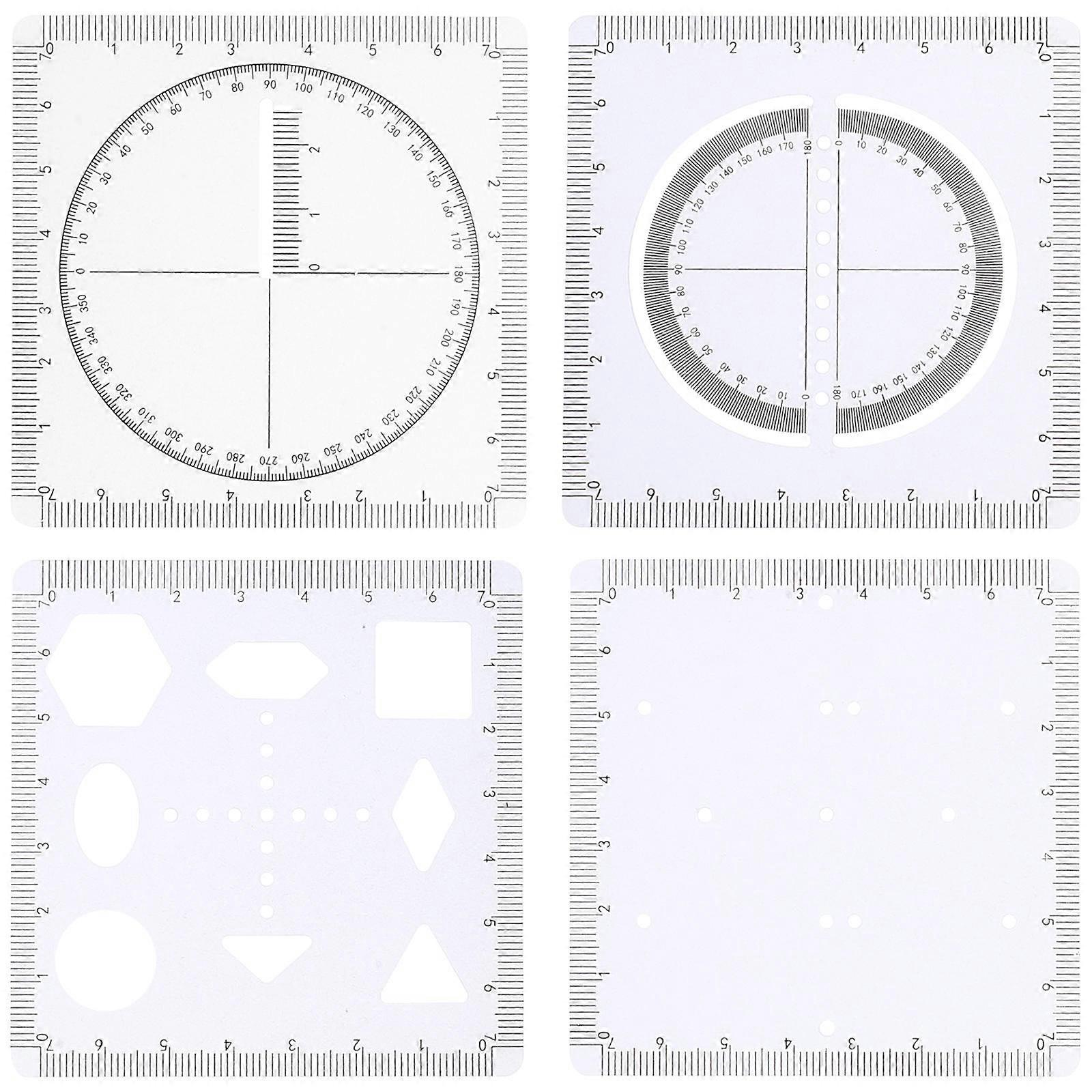 Geometric Drawing Ruler for Measuring Transparent PVC Multifunctional Tools