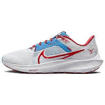 Tênis de corrida Nike Air Zoom Pegasus 40 com amortecimento antiderrapante, cano baixo, masculino, branco e azul, modelo DZ5955-100